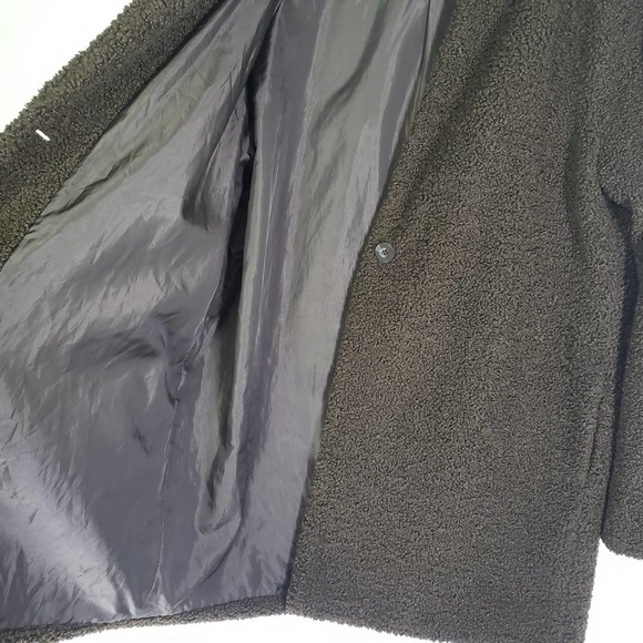 A New Day Faux Shearling Teddy Bear Coat L Olive Green - Picture 6 of 10